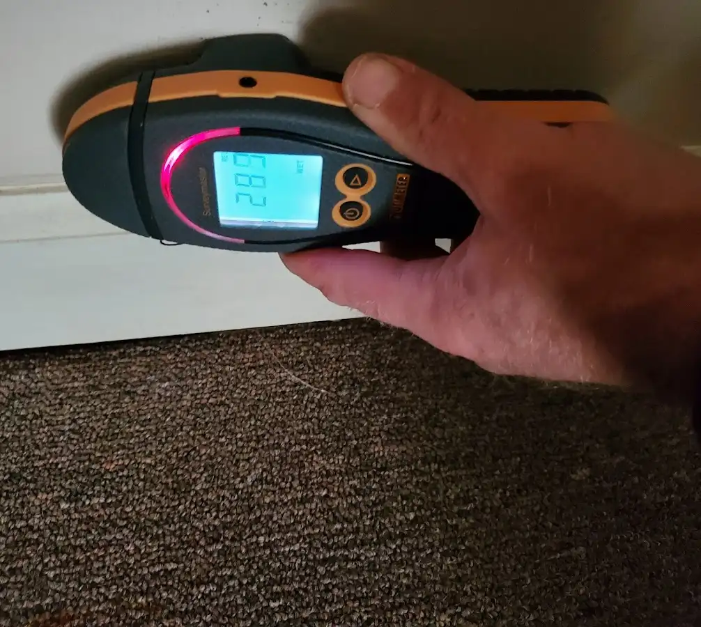 Moisture detection at baseboard during Sewage Cleanup & Sanitation in Broadalbin